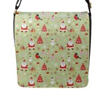 Christmas Pattern, Christmas Tree, Santa Flap Closure Messenger Bag (L)