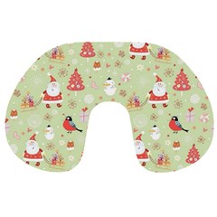 Christmas Pattern, Christmas Tree, Santa Travel Neck Pillow from ArtsNow.com Front