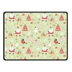 Christmas Pattern, Christmas Tree, Santa Two Sides Fleece Blanket (Small)