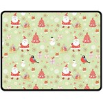 Christmas Pattern, Christmas Tree, Santa Two Sides Fleece Blanket (Medium)