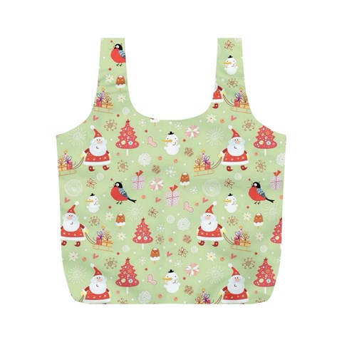 Christmas Pattern, Christmas Tree, Santa Full Print Recycle Bag (M) from ArtsNow.com Front