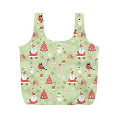 Christmas Pattern, Christmas Tree, Santa Full Print Recycle Bag (M) from ArtsNow.com Front