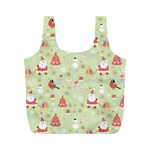 Christmas Pattern, Christmas Tree, Santa Full Print Recycle Bag (M)