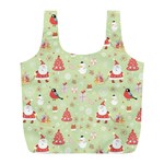 Christmas Pattern, Christmas Tree, Santa Full Print Recycle Bag (L)