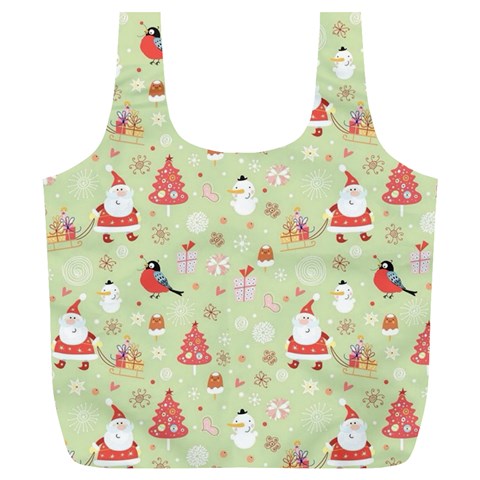 Christmas Pattern, Christmas Tree, Santa Full Print Recycle Bag (XL) from ArtsNow.com Front