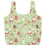 Christmas Pattern, Christmas Tree, Santa Full Print Recycle Bag (XL)