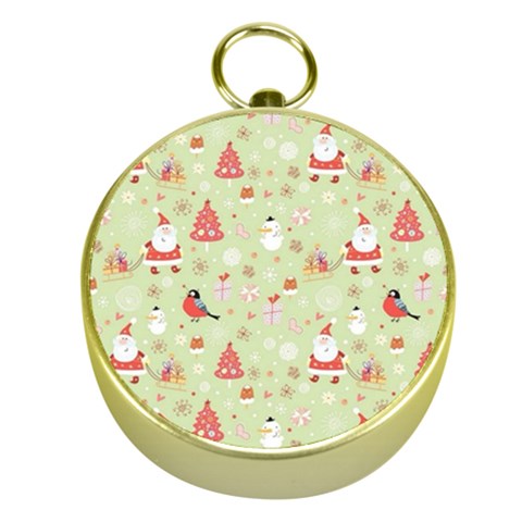 Christmas Pattern, Christmas Tree, Santa Gold Compasses from ArtsNow.com Front