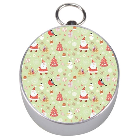 Christmas Pattern, Christmas Tree, Santa Silver Compasses from ArtsNow.com Front