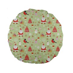 Christmas Pattern, Christmas Tree, Santa Standard 15  Premium Flano Round Cushions from ArtsNow.com Front