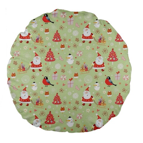 Christmas Pattern, Christmas Tree, Santa Large 18  Premium Flano Round Cushions from ArtsNow.com Front