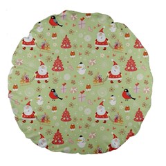 Christmas Pattern, Christmas Tree, Santa Large 18  Premium Flano Round Cushions from ArtsNow.com Front