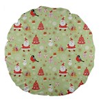 Christmas Pattern, Christmas Tree, Santa Large 18  Premium Flano Round Cushions