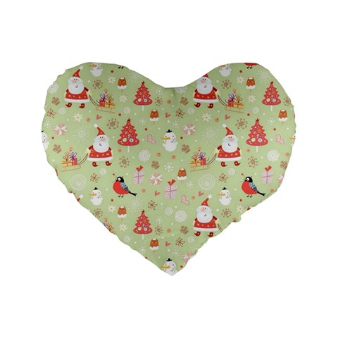 Christmas Pattern, Christmas Tree, Santa Standard 16  Premium Flano Heart Shape Cushions from ArtsNow.com Front