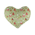 Christmas Pattern, Christmas Tree, Santa Standard 16  Premium Flano Heart Shape Cushions