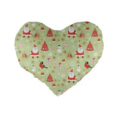 Christmas Pattern, Christmas Tree, Santa Standard 16  Premium Flano Heart Shape Cushions from ArtsNow.com Back