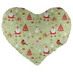 Christmas Pattern, Christmas Tree, Santa Large 19  Premium Flano Heart Shape Cushions