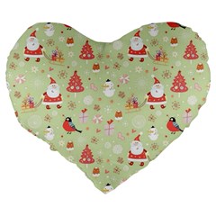 Christmas Pattern, Christmas Tree, Santa Large 19  Premium Flano Heart Shape Cushions from ArtsNow.com Back