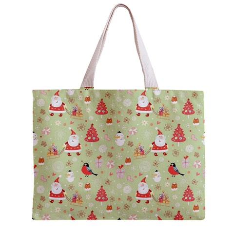 Christmas Pattern, Christmas Tree, Santa Zipper Mini Tote Bag from ArtsNow.com Front