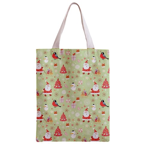 Christmas Pattern, Christmas Tree, Santa Zipper Classic Tote Bag from ArtsNow.com Front