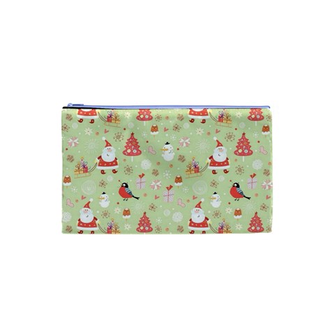 Christmas Pattern, Christmas Tree, Santa Cosmetic Bag (XS) from ArtsNow.com Front