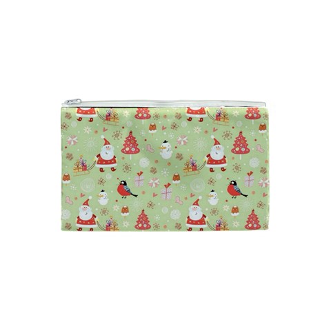 Christmas Pattern, Christmas Tree, Santa Cosmetic Bag (XS) from ArtsNow.com Front