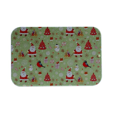 Christmas Pattern, Christmas Tree, Santa Open Lid Metal Box (Silver)   from ArtsNow.com Front