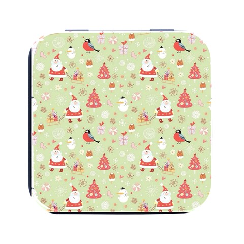 Christmas Pattern, Christmas Tree, Santa Square Metal Box (Black) from ArtsNow.com Front