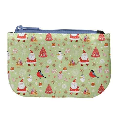 Christmas Pattern, Christmas Tree, Santa Large Coin Purse from ArtsNow.com Front