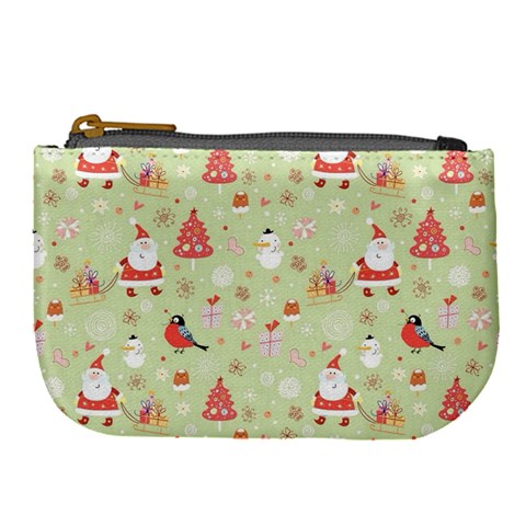 Christmas Pattern, Christmas Tree, Santa Large Coin Purse from ArtsNow.com Front