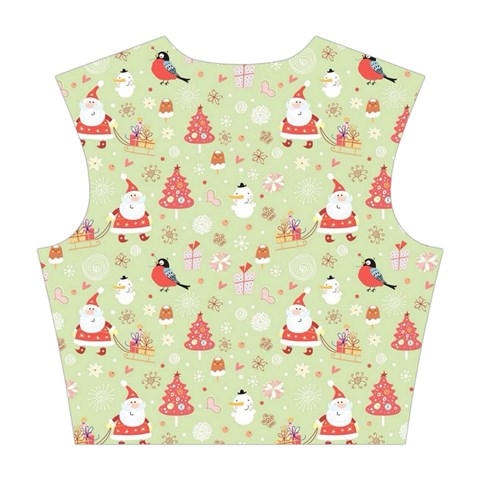 Christmas Pattern, Christmas Tree, Santa Cotton Crop Top from ArtsNow.com Back