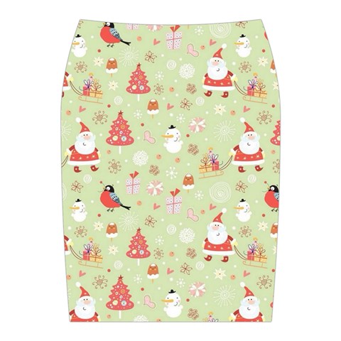 Christmas Pattern, Christmas Tree, Santa Midi Wrap Pencil Skirt from ArtsNow.com Back