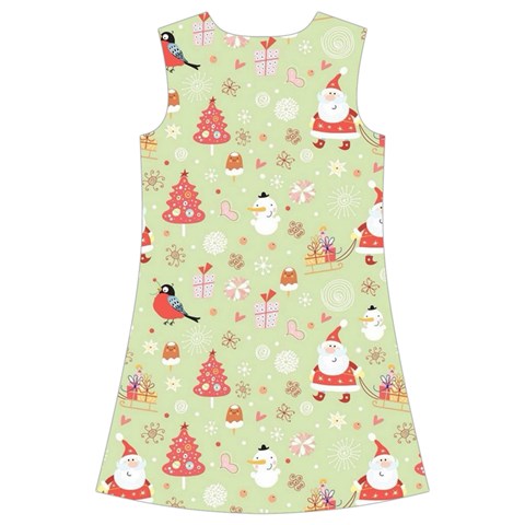 Christmas Pattern, Christmas Tree, Santa Kids  Short Sleeve Velvet Dress from ArtsNow.com Back