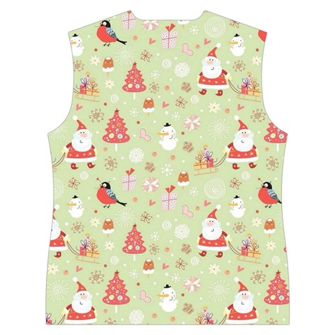 Christmas Pattern, Christmas Tree, Santa Women s Button Up Vest from ArtsNow.com Back