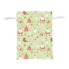 Christmas Pattern, Christmas Tree, Santa Lightweight Drawstring Pouch (S) from ArtsNow.com Front