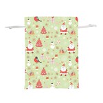 Christmas Pattern, Christmas Tree, Santa Lightweight Drawstring Pouch (S)