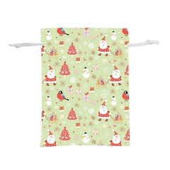 Christmas Pattern, Christmas Tree, Santa Lightweight Drawstring Pouch (L) from ArtsNow.com Front