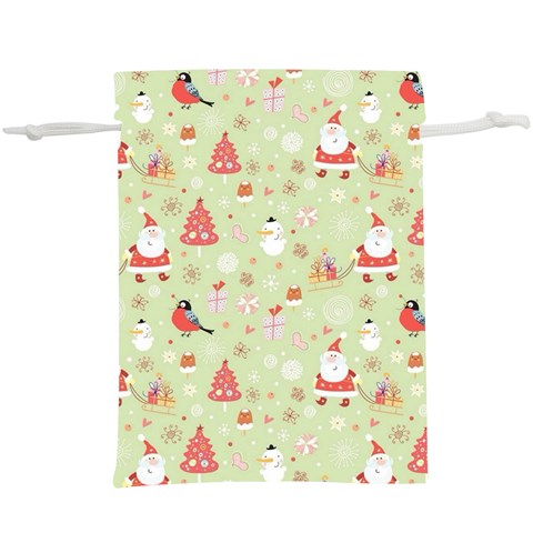 Christmas Pattern, Christmas Tree, Santa Lightweight Drawstring Pouch (XL) from ArtsNow.com Front