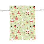 Christmas Pattern, Christmas Tree, Santa Lightweight Drawstring Pouch (XL)