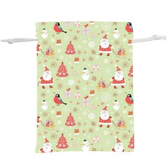 Christmas Pattern, Christmas Tree, Santa Lightweight Drawstring Pouch (XL) from ArtsNow.com Back