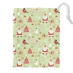 Christmas Pattern, Christmas Tree, Santa Drawstring Pouch (4XL)