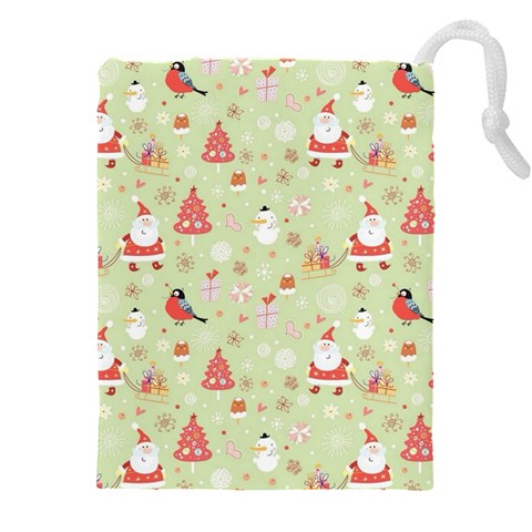 Christmas Pattern, Christmas Tree, Santa Drawstring Pouch (5XL) from ArtsNow.com Front