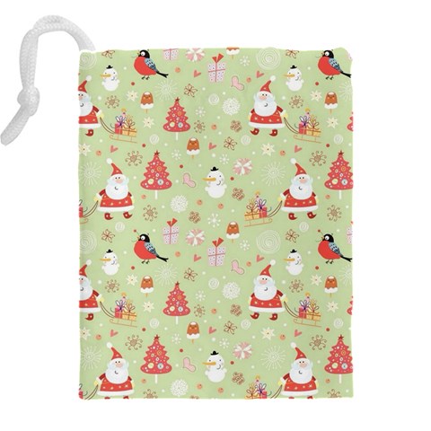 Christmas Pattern, Christmas Tree, Santa Drawstring Pouch (5XL) from ArtsNow.com Back