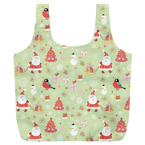 Christmas Pattern, Christmas Tree, Santa Full Print Recycle Bag (XXL) from ArtsNow.com Front