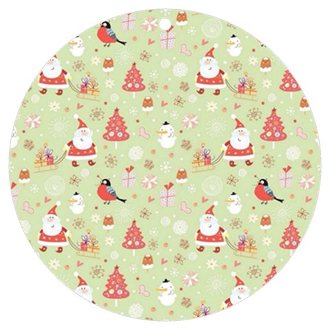 Christmas Pattern, Christmas Tree, Santa UV Print Acrylic Ornament Round from ArtsNow.com Front