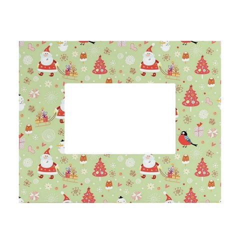 Christmas Pattern, Christmas Tree, Santa White Tabletop Photo Frame 4 x6  from ArtsNow.com Front