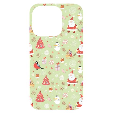 Christmas Pattern, Christmas Tree, Santa iPhone 14 Pro Black UV Print Case from ArtsNow.com Front