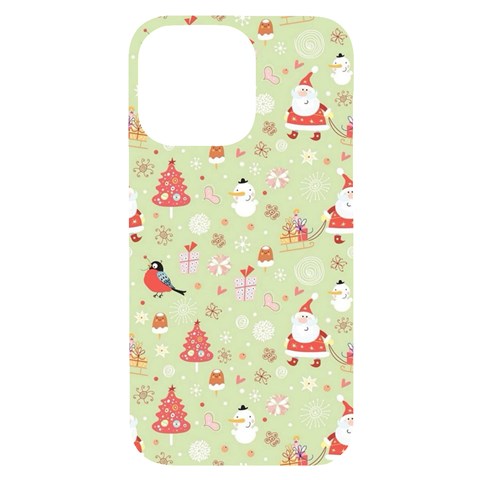 Christmas Pattern, Christmas Tree, Santa iPhone 14 Pro Max Black UV Print Case from ArtsNow.com Front