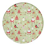 Christmas Pattern, Christmas Tree, Santa Round Glass Fridge Magnet (4 pack)