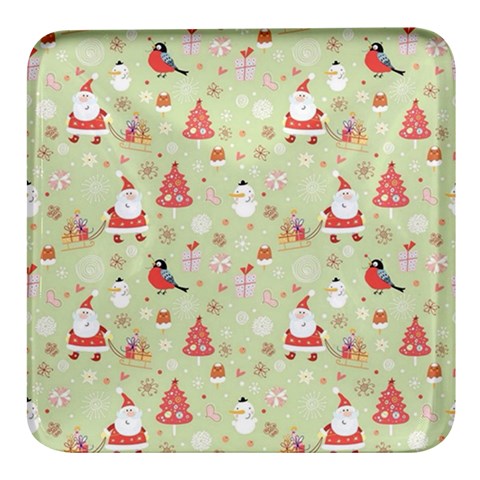 Christmas Pattern, Christmas Tree, Santa Square Glass Fridge Magnet (4 pack) from ArtsNow.com Front