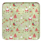 Christmas Pattern, Christmas Tree, Santa Square Glass Fridge Magnet (4 pack)